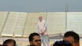 A large cut-out of India's Prime Minister Narendra Modi is pictured during an election campaign rally in Jalandhar on May 24, 2024