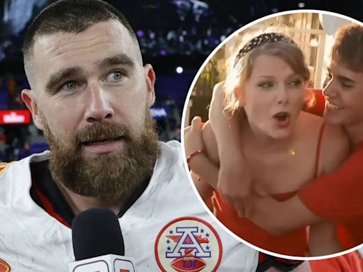 Travis Kelce reaccionó a la broma que Justin Bieber le hizo a Taylor Swift hace 12 años