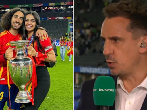 Marc Cucurella's girlfriend hits out at Gary Neville after Spain beat England