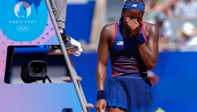 Tearful Coco Gauff loses argument with umpire, ousted at Paris Olympics