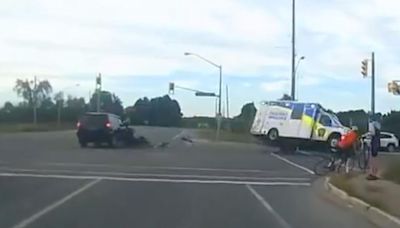 York Region ambulance tipped over on side after being hit by SUV at Whitchurch-Stouffville intersection, say police