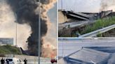 (影)火燒車肇禍！美「95號洲際公路」高架橋體坍塌 怵目驚心
