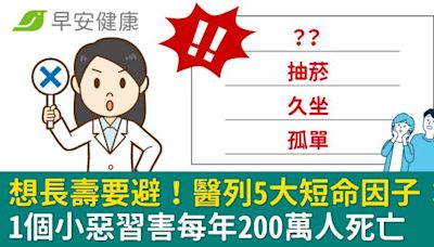 想長壽要避！醫列5大短命因子：1個小惡習害每年200萬人死亡