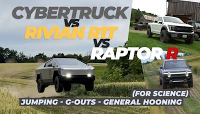 Watch Tesla Cybertruck, Rivian R1T Catch Some Crazy Air