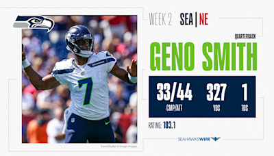 Geno Smith became the Seahawks' No. 5 all time leading passer in Week 2