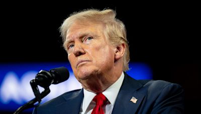 Trump being interviewed at National Association of Black Journalists convention in Chicago