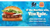 Miami Marlins and Burger King team up to offer free Whopper Jr. for fans after home wins - WSVN 7News | Miami News, Weather, Sports | Fort Lauderdale