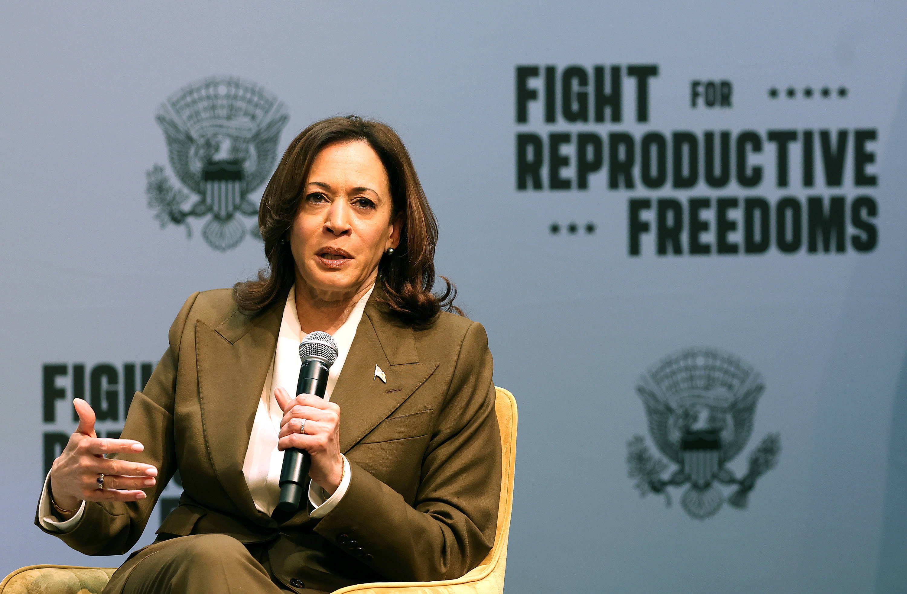 As Trump plans victory lap at RNC, Vice President Harris takes aim at right-wing Project 2025