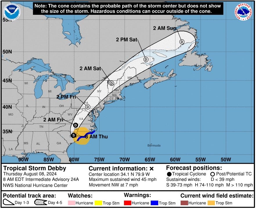 Live updates: Tracking Tropical Storm Debby and impacts on Virginia