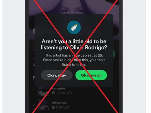 'Age cap' is not a feature on Spotify