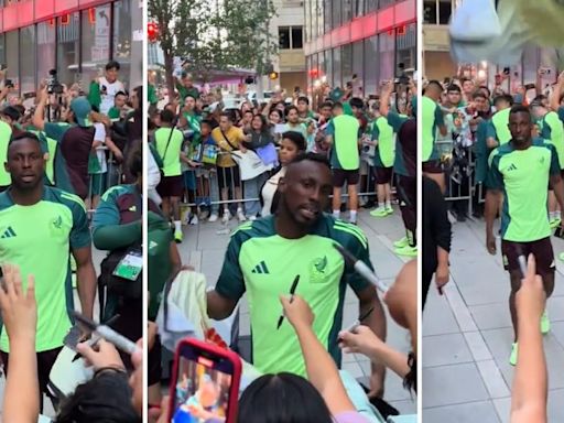 VIDEO: Fan le tira playera del América a Julián Quiñones y así fue su inesperada reacción