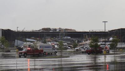 Severe storms batter the Midwest, including reported tornadoes that shredded a FedEx facility