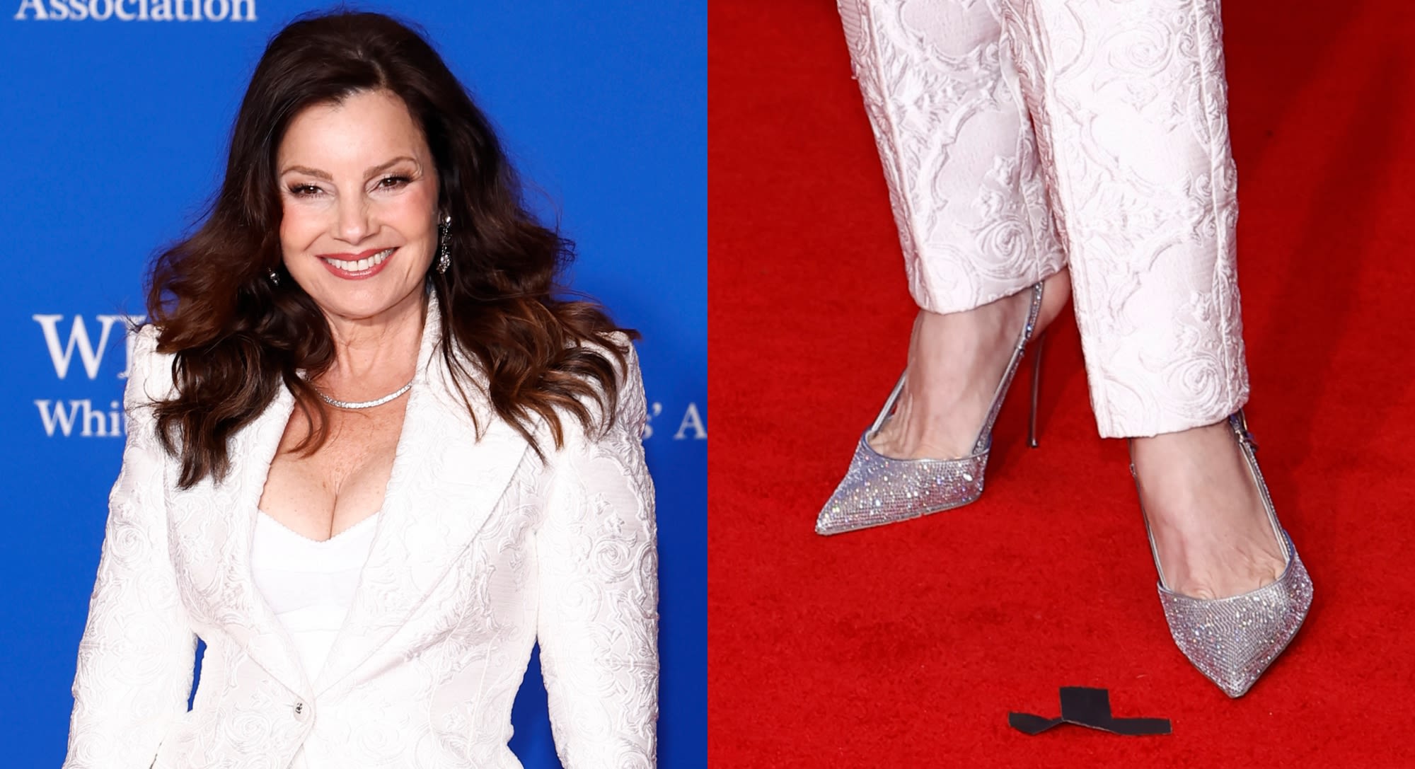 Fran Drescher Shimmers in Dolce & Gabbana Crystal-Embellished Slingbacks at 2024 White House Correspondents’ Dinner