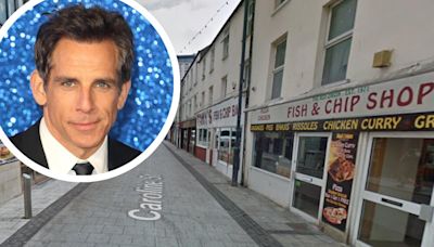 Hollywood star Ben Stiller gags about Cardiff's Chippy Alley with Geraint Thomas