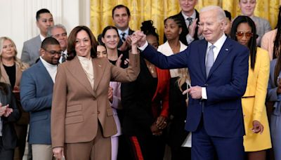 U.S. President Joe Biden and Vice President Kamala Harris welcome the Las Vegas Aces to celebrate their record-breaking season and victory in the 2023 WNBA...