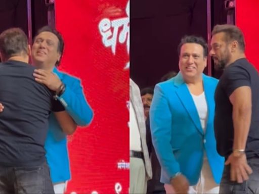 Salman Khan does a little dance as he hugs Govinda at trailer launch event of Dharmaveer 2, greets Jeetendra too. Watch