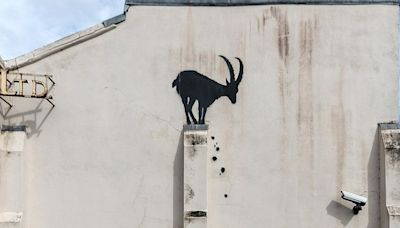 Banksy unveils rare new artwork of goat on wall in London