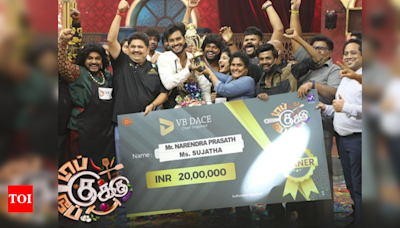 Topu Cooku Dupe Cooku grand finale: Narendra Prasath and Sujatha Sivakumar lift the trophy; win cash reward Rs 20 lakh - Times of India