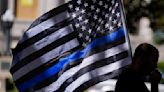 THIN BLUE LINE Flag at Law Enforcement Center causes flap