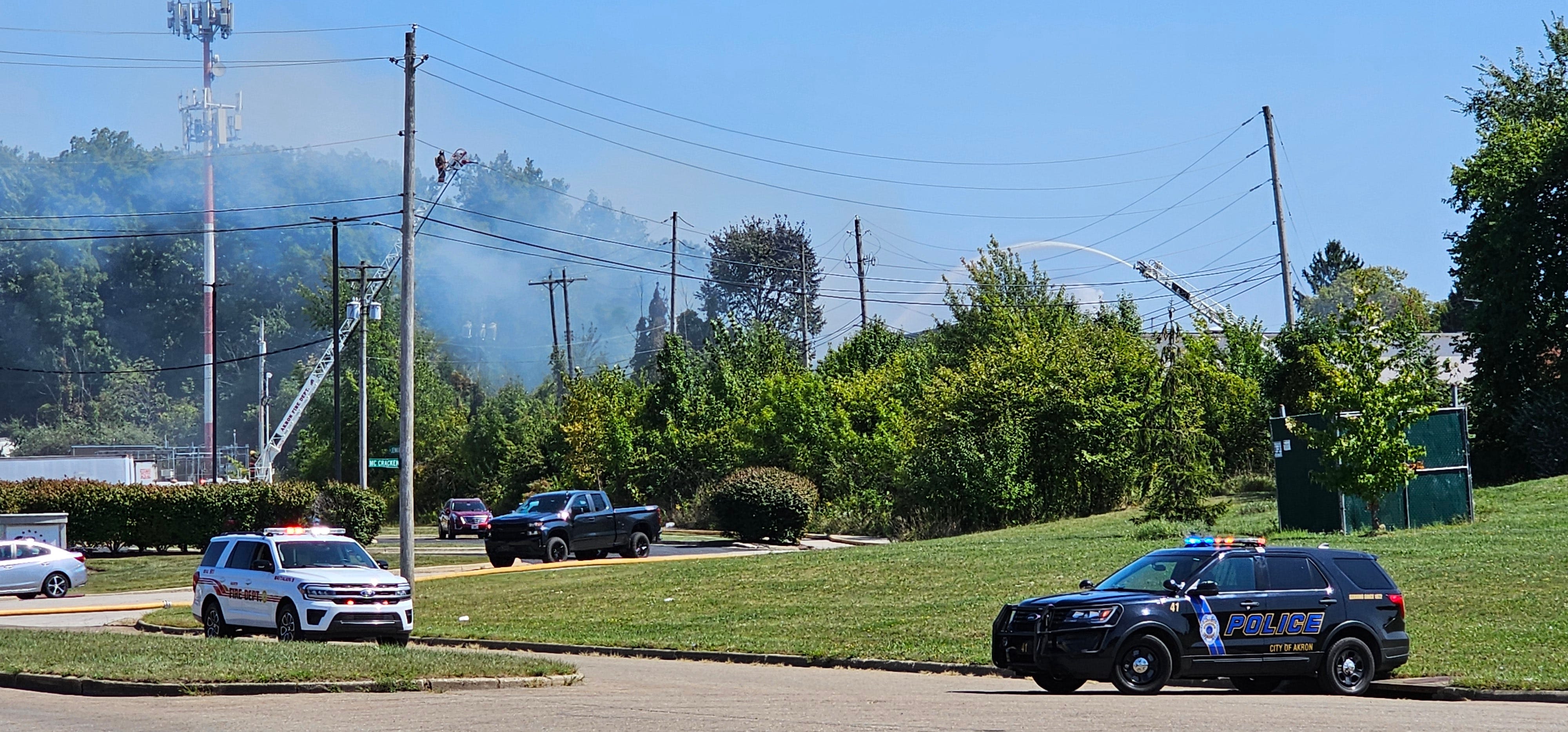 Akron Fire Department responds to three-alarm hazmat fire on Rosemary Boulevard in East Akron