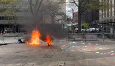 LIVE: Man sets himself on fire next to NYC courthouse during Trump trial jury selection