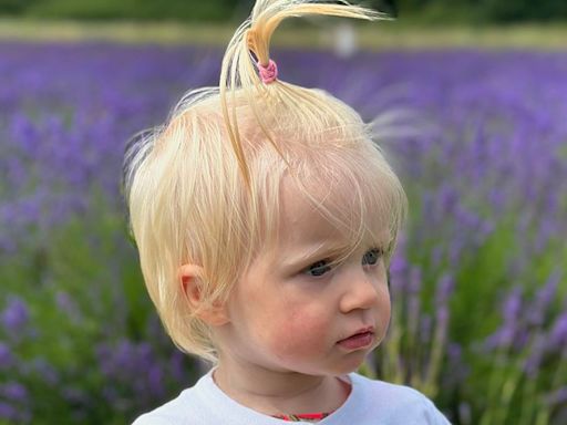 El tierno minilook de Elle López, la beba de Maxi López, en una sesión de fotos en un campo de lavandas