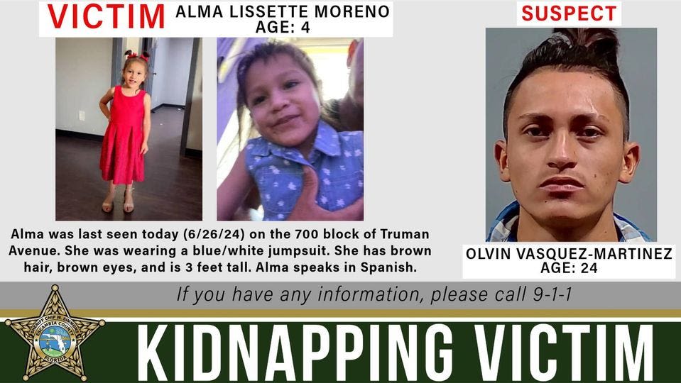 Kidnapped 4-year-old Alma Moreno found, alleged abductor arrested