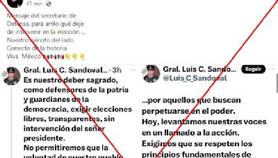 El supuesto mensaje del secretario de la Defensa de México sobre las elecciones es apócrifo