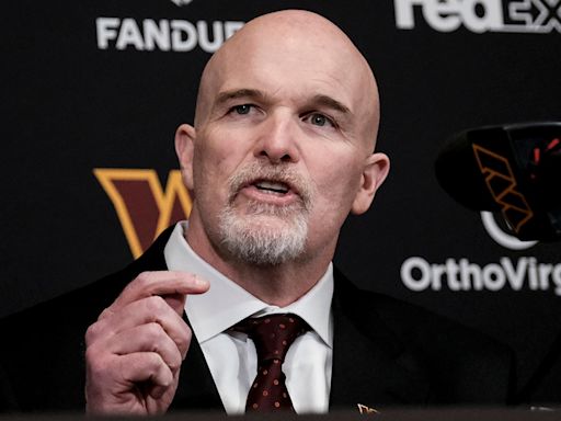 Commanders' Dan Quinn raises eyebrows with Redskins flair in T-shirt