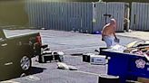 Shirtless man caught on camera damaging equipment at Cumberland County business