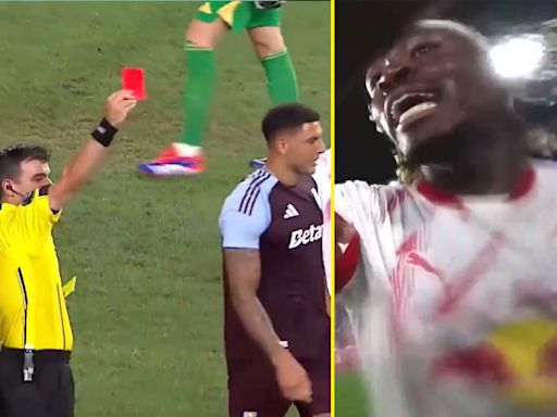 Aston Villa star sent off and incredible player cam footage of brawl emerges