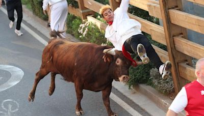 Novillos con peligro en el primer encierro de fiestas de Tudela