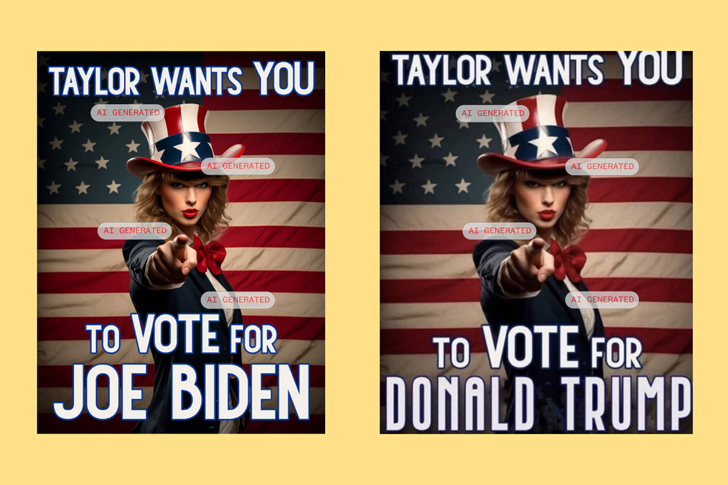 The AI Taylor Swift endorsement Trump shared was originally a pro-Biden Facebook meme