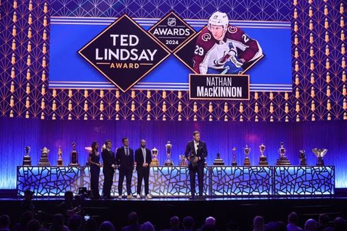 Nathan MacKinnon takes top honors at NHL awards, wins MVP from league and fellow players - The Boston Globe