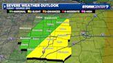 TIMING: strong to severe storms possible today; Chance of damaging winds, isolated tornado, hail