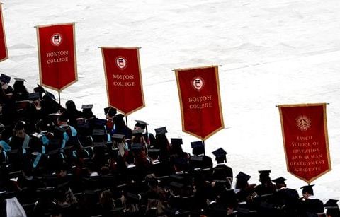 Boston College students graduate in traditional fashion, with mentions of global tensions - The Boston Globe