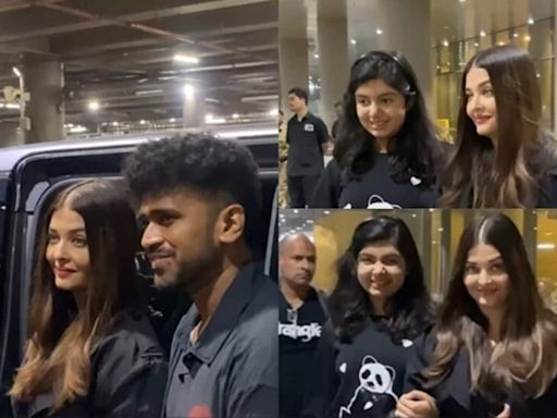 Aishwarya Rai returns to Mumbai from Paris with Aaradhya Bachchan, poses with paparazzi at airport. Watch