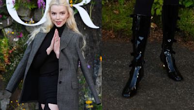 Anya Taylor-Joy Shines in Black Patent Leather Buckled Boots at Dior 2025 Cruise Show