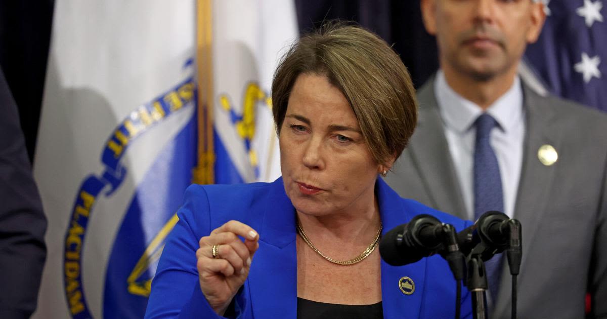 Gov. Maura Healey speaks as she introduces her 2025 budget on Jan. 24.