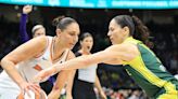 WNBA legends Sue Bird and Diana Taurasi wrestled over the ball, then jokingly argued over who had possession