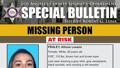 Los Angeles County Sheriff Seeks Public’s Help Locating Missing At-Risk Person Allison Leeann Fraley, Last Seen in Lancaster