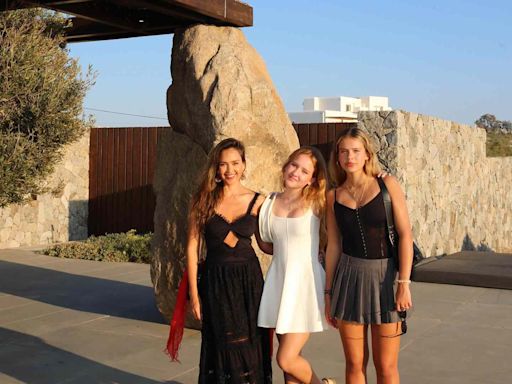 Jessica Alba and Her Two Daughters Show Off Their Mommy-and-Me Style in Mykonos