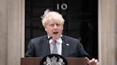 Crowd sings 'Bye Bye, Boris' over prime minister's resignation speech