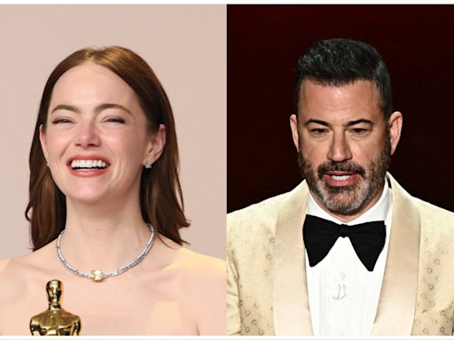 Emma Stone reacts to reports she called Jimmy Kimmel a vulgar word at the Oscars