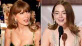 Emma Stone jokingly calls Taylor Swift 'an a--hole' for loudly cheering for her Golden Globes win