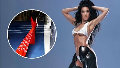 Katy Perry reveló la letra de su nueva canción con un vestido de 150 metros