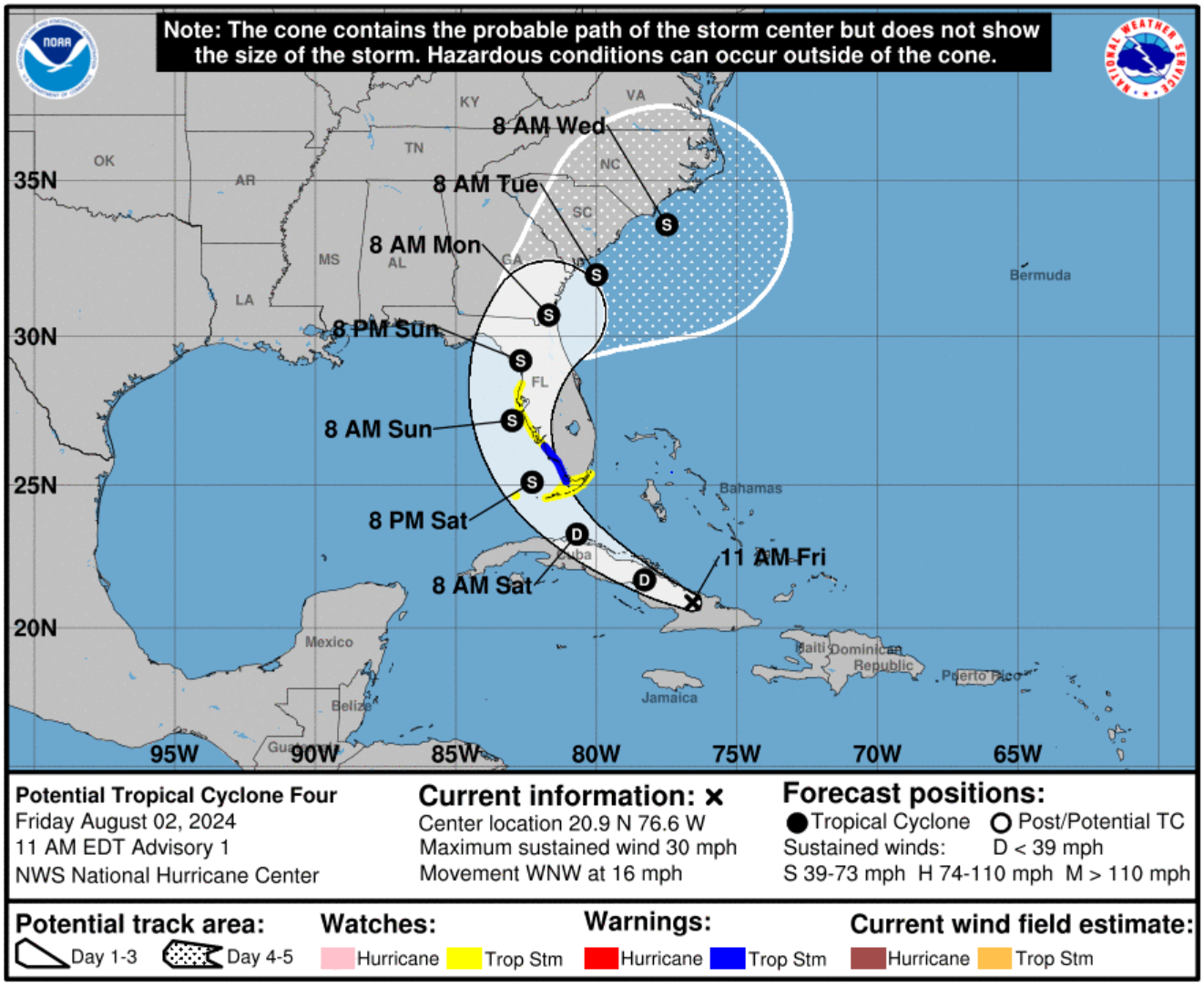 Wave expected to grow into Tropical Storm Debby today, dump several inches of rain