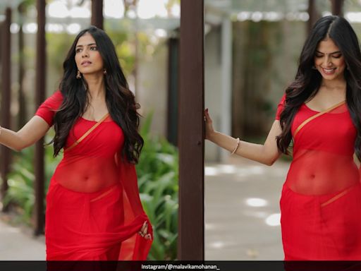 Malavika Mohanan Kickstarted Thangalaan Promotions In A Red Chiffon Saree And Her "Amma's Jewellery"