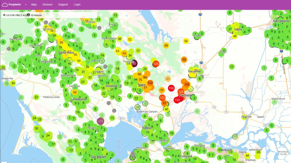 Smoky skies? Air quality impacted as fires burn in Sonoma, Colusa counties