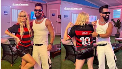 Rock In Rio 24: Zara Larsson ganha camisa do Flamengo de Dennis DJ; veja vídeo